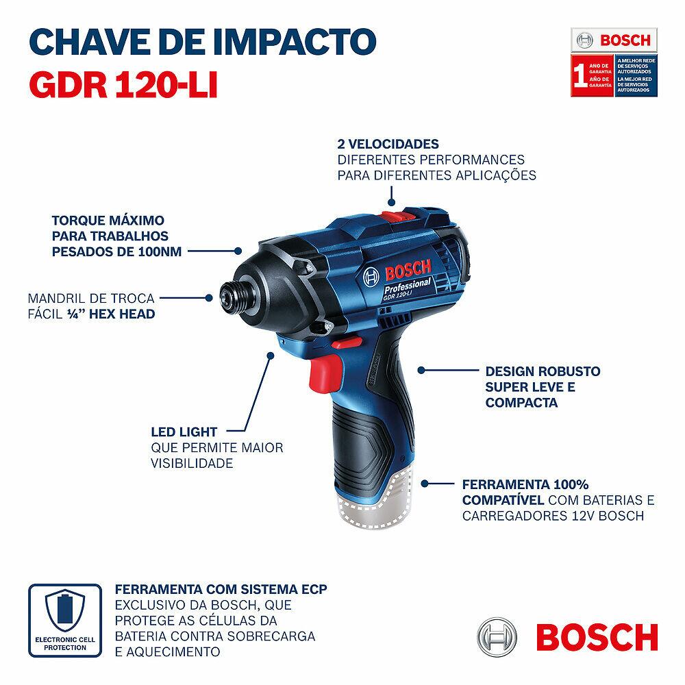 Chave de Impacto 12v Gdr 120-li Sb Azul Bosch