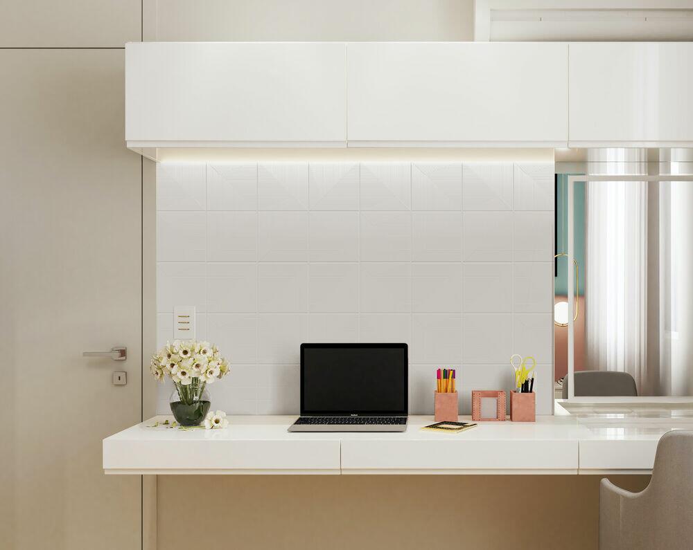 Revestimento Parede Luster Bianco Branco Bold Brilhante 20x20 Pierini