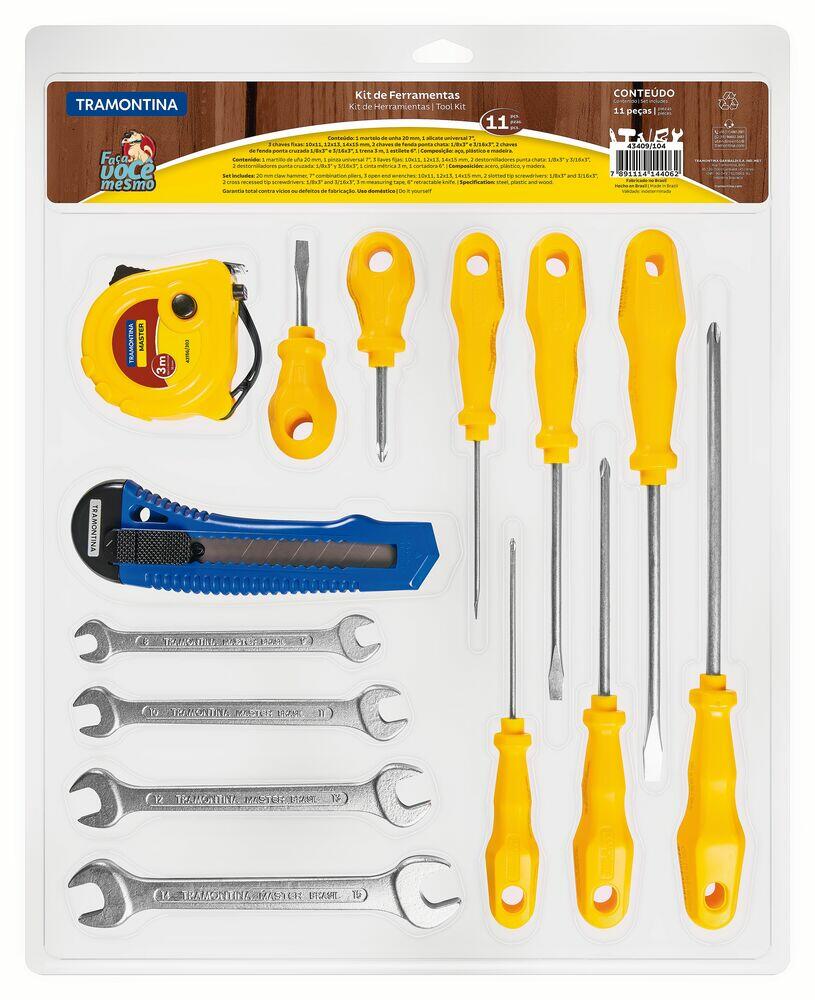 Kit Ferramentas 14 com Peças 43409/113 Amarelo Azul Tramontina