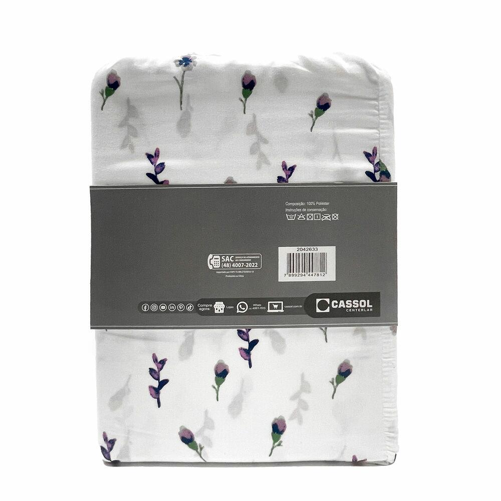 Jogo de Cama Solteiro 90x190cm Dreams Lavanda Retangular Diagonal