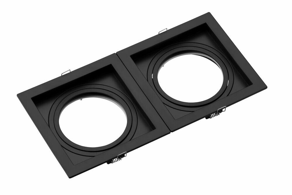 Spot Embutir Recuado Quadrado Branco 2 Lâmpadas Ar111 Preto Gu10 Vitralux