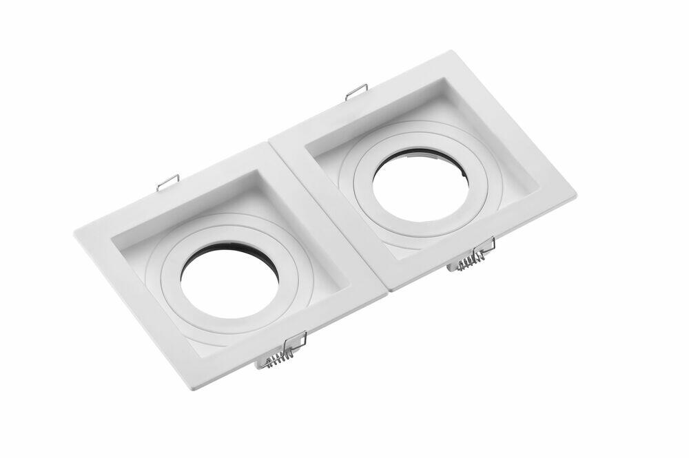 Spot Embutir Quadrado Recuado Branco 2 Lâmpadas Mr16 Play Branco Bivolt Vitralux