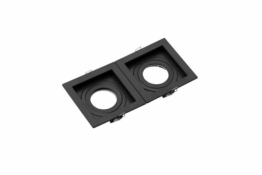 Spot Embutir Quadrado Preto 2 Lâmpada Ar70 Play Bivolt Vitralux