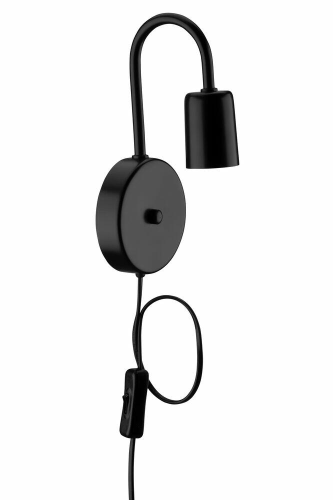 Arandela 1 Lâmpada Panamera Inf Com Interruptor Preto E27 Vitralux