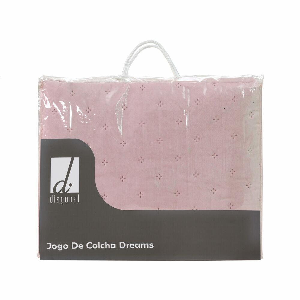 Jogo de Colcha Casal 220x240cm Dreams Rose Retangular Diagonal