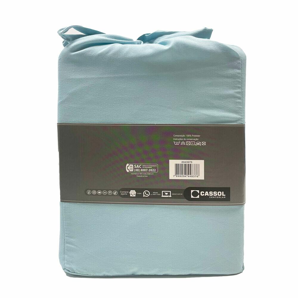 Jogo de Cama Queen 158x198cm Dreams Azul Claro Retangular Diagonal