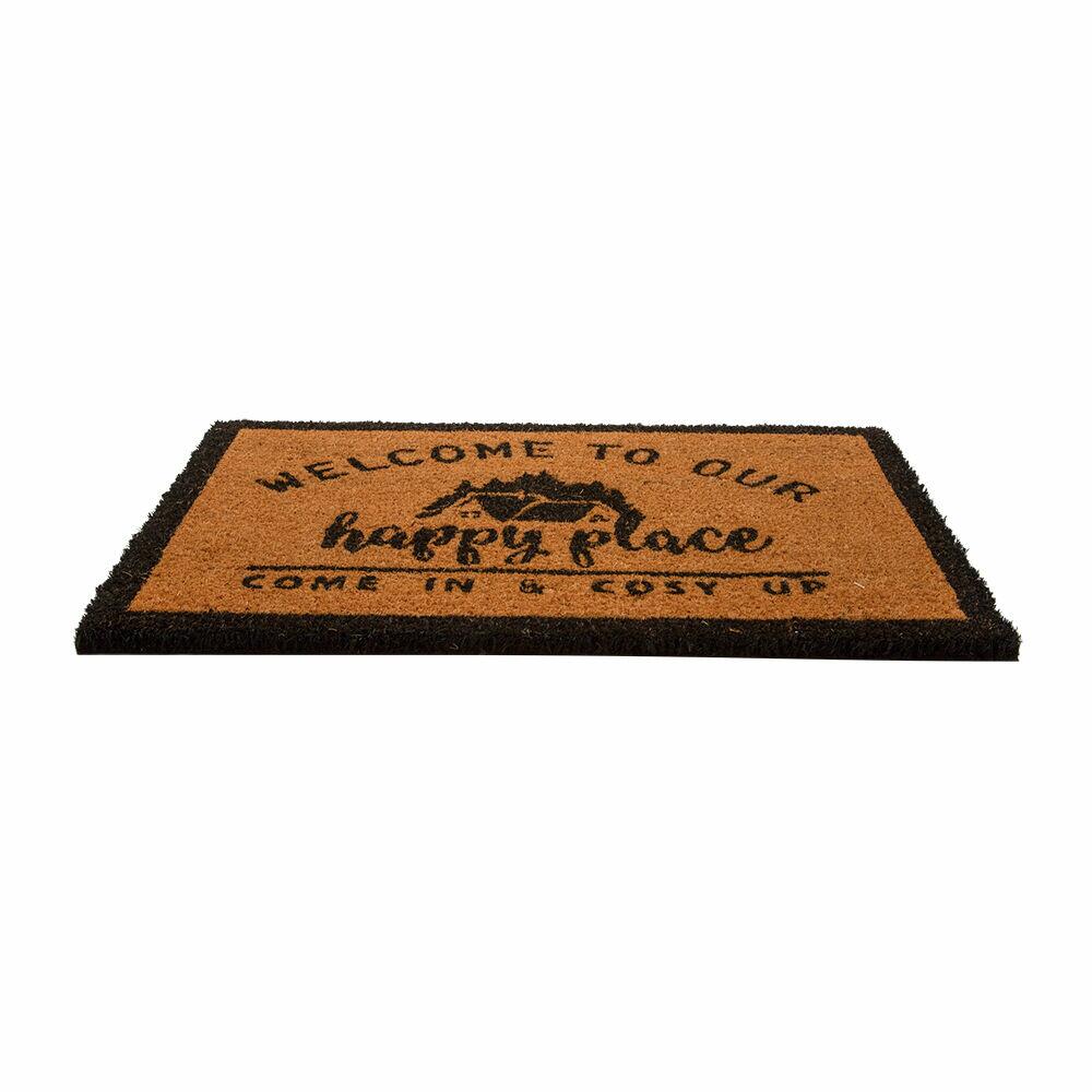 Capacho Fibra de Coco 40x60cm Welcome To Natural Preto Diagonal
