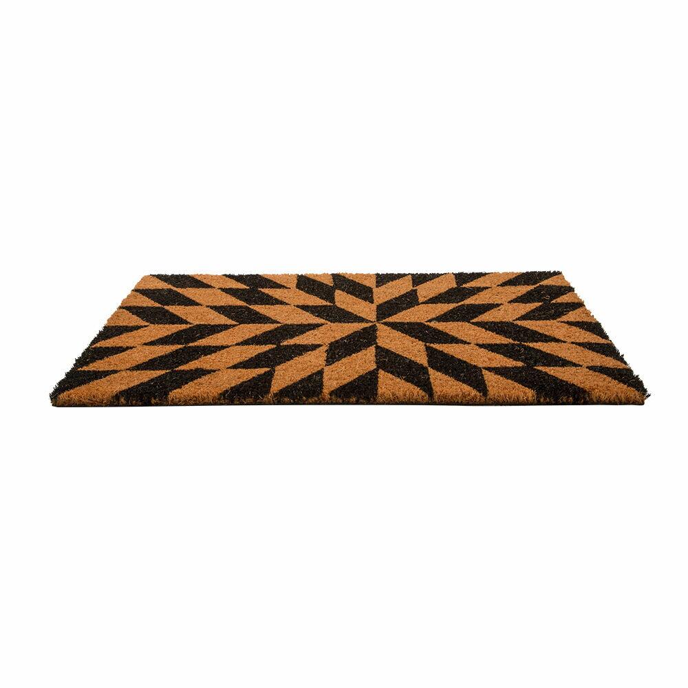 Capacho Fibra de Coco 60x40cm Ilusão Natural Preto Diagonal