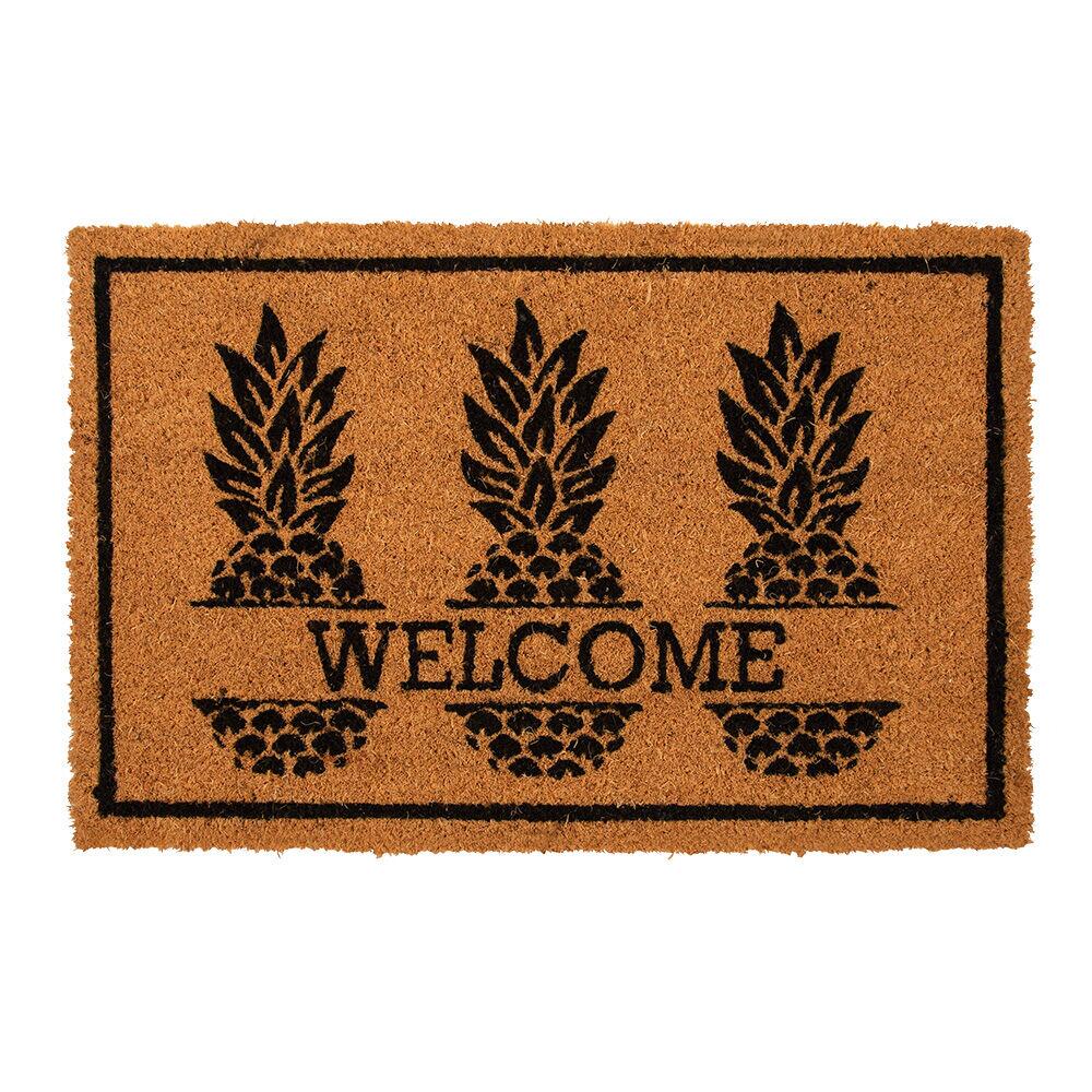 Capacho Fibra 40x60cm Welcome Abacaxi Natural/preto Diagonal