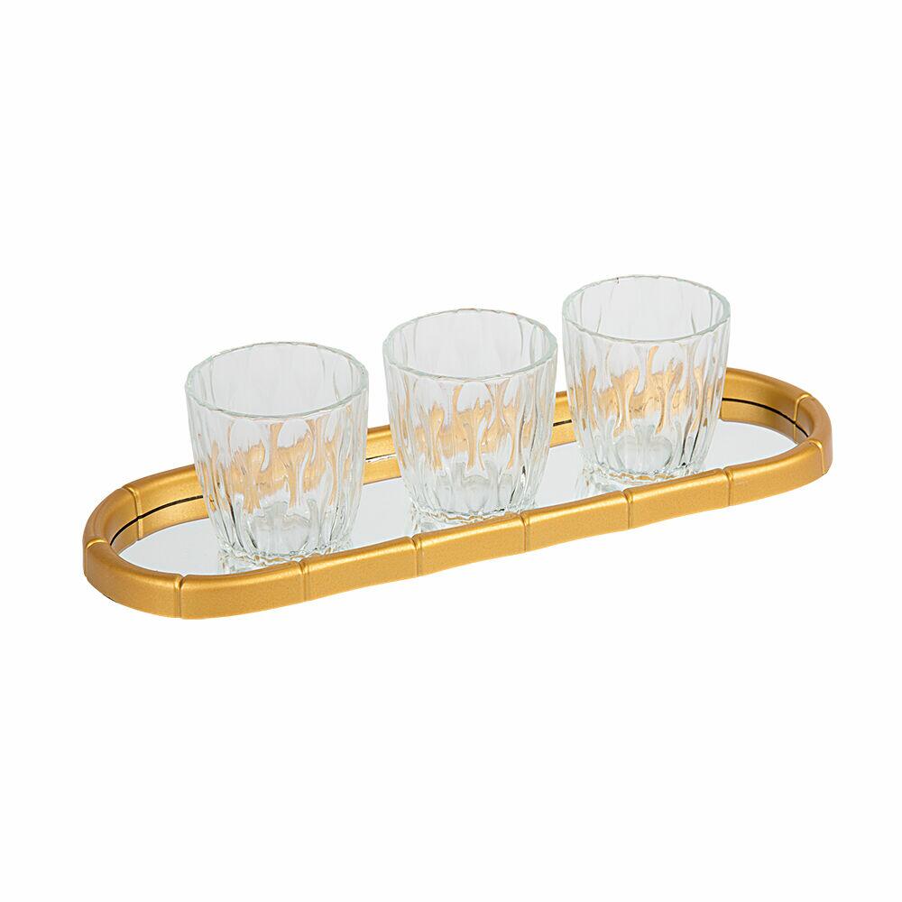 Bandeja Espelho Bambu Gold 33x11cm Diagonal