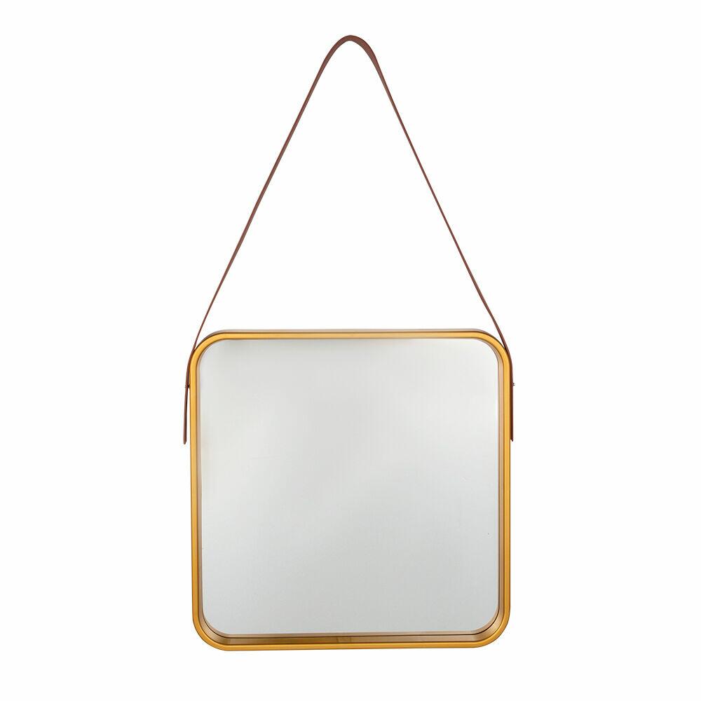 Espelho 40cm Com Alça Gold Quadrado Diagonal