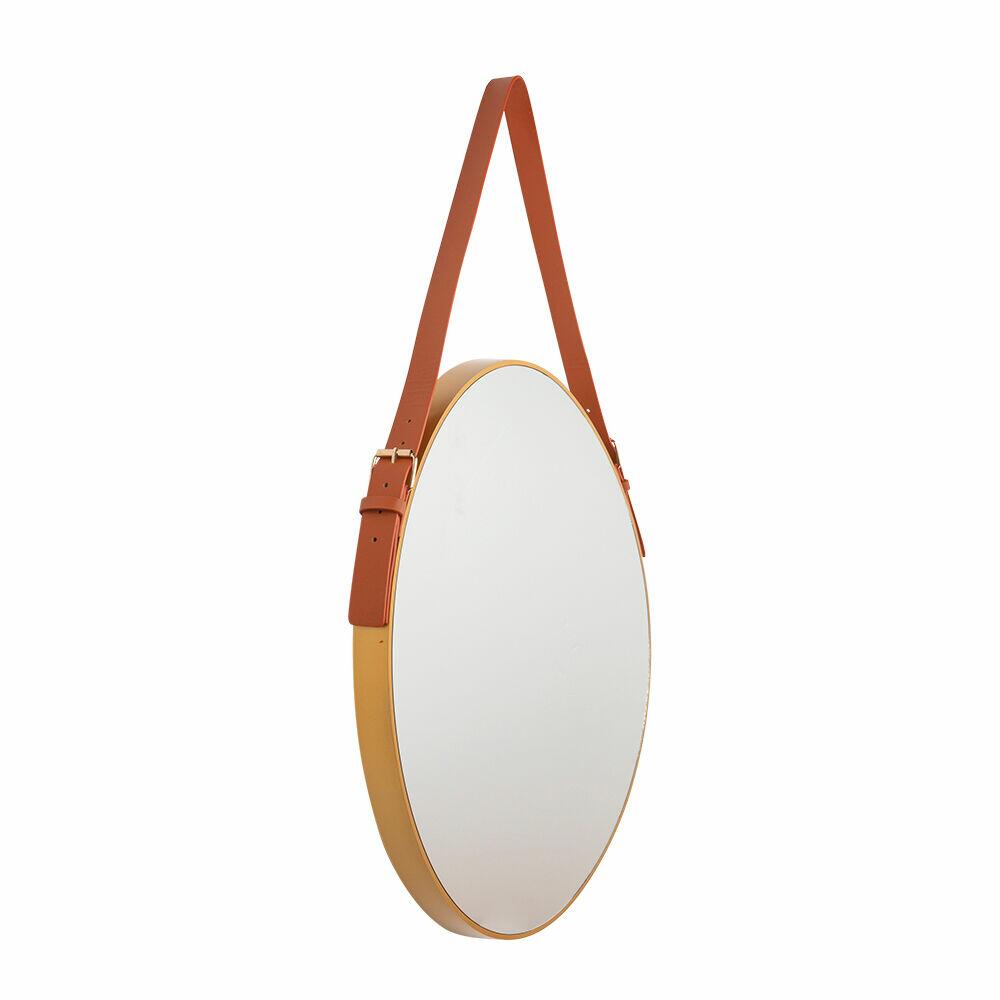 Espelho 50cm com Alça Gold Redondo Diagonal