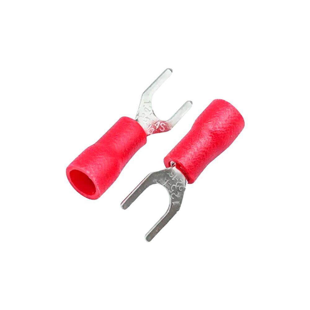 Terminal Forquilha 3,7mm 10 Peças Vermelho A Santos