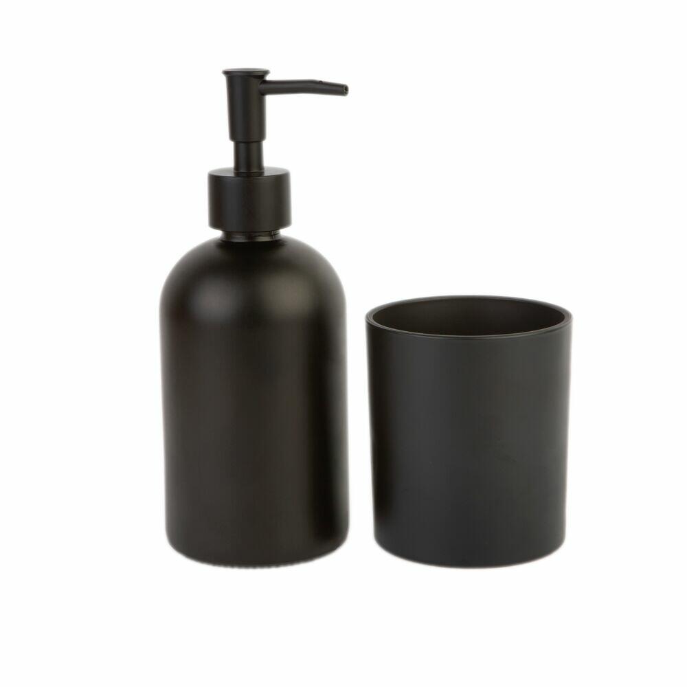 Kit para Banheiro 2 Peças Vidro Fosco Preto Casa&ideia
