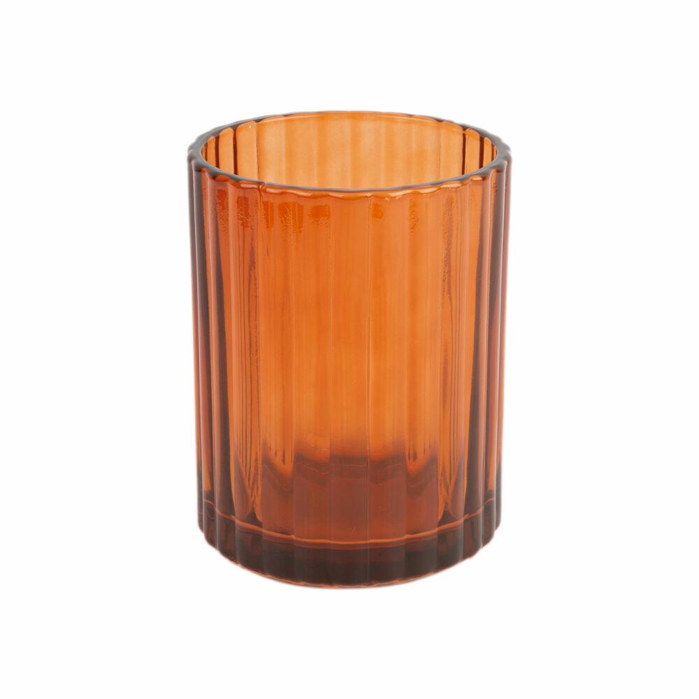 Porta Escova Dente Texturik Vidro 320ml Ambar Casa&ideia