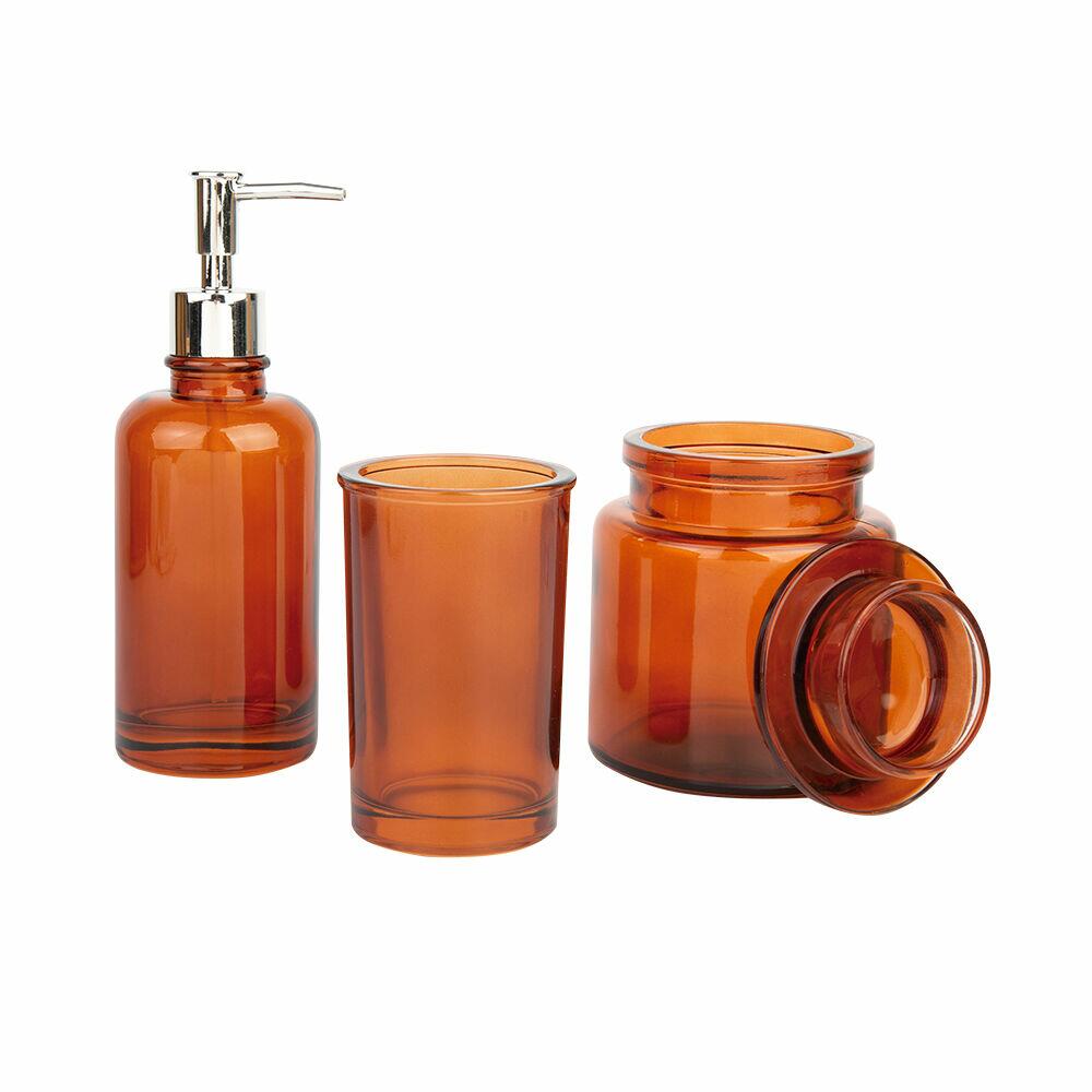 Kit para Banheiro 3 Peças Vidro Âmbar Casa&ideia