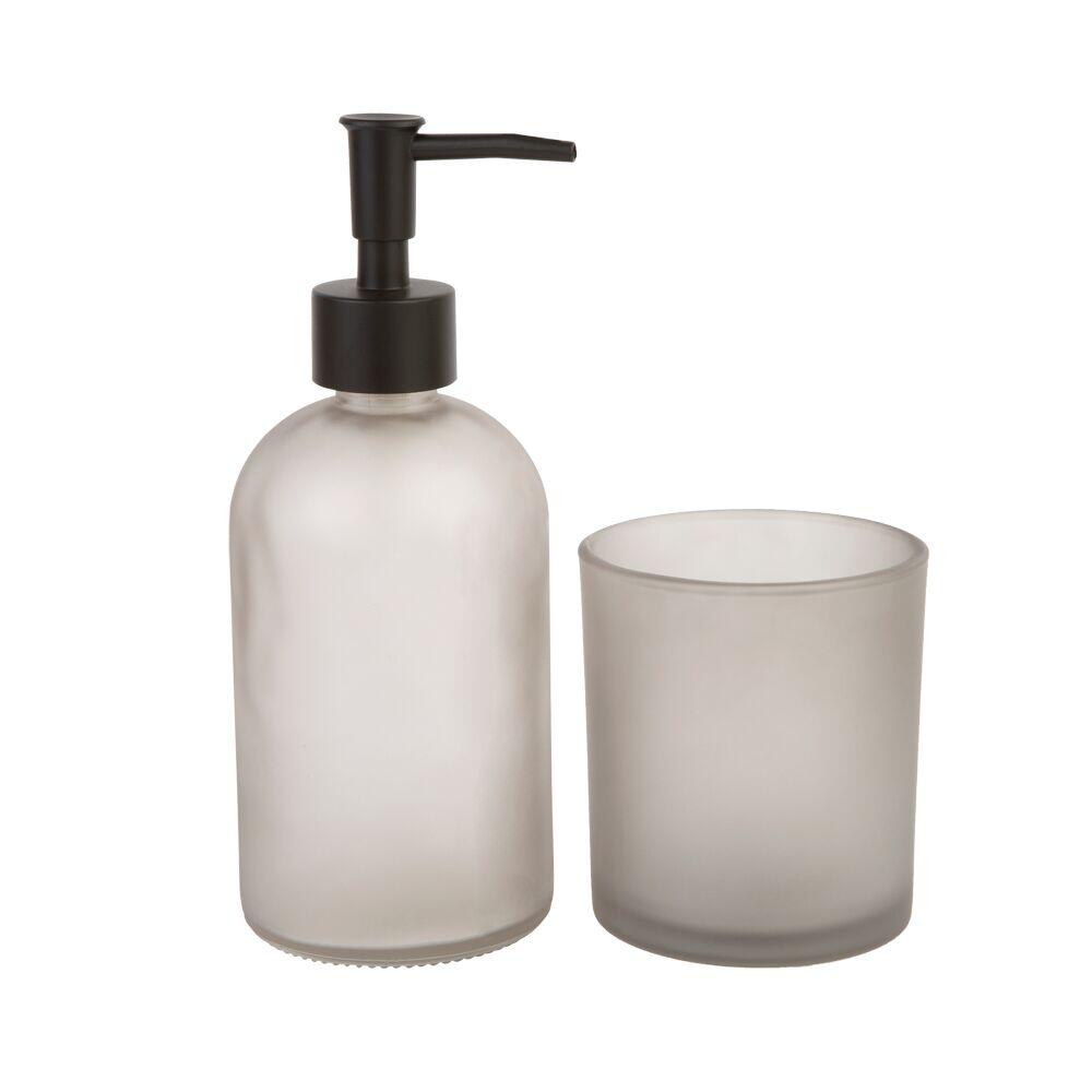Kit para Banheiro 2 Peças Vidro Fosco Cinza Casa&ideia