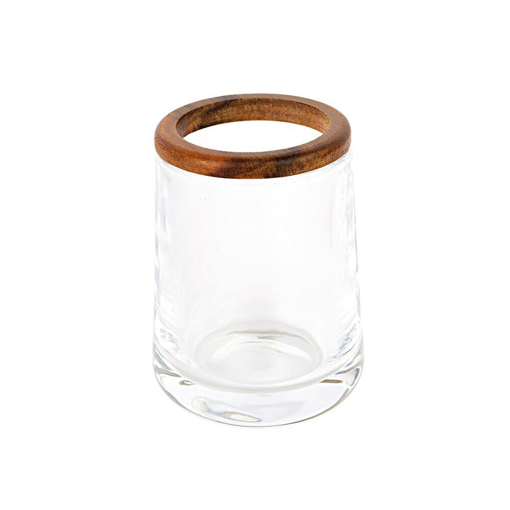 Porta Escova de Dente 8x8cm Ayo Transparente Vidro Casa&Ideia