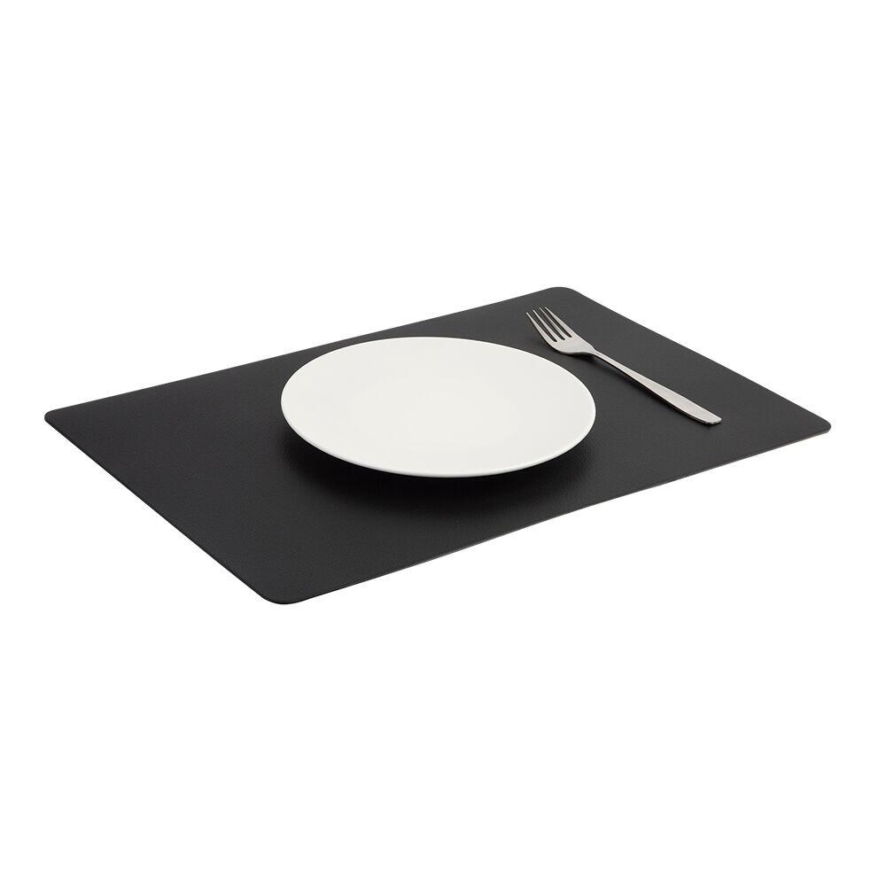 Jogo Americano Couro Sintético 30x45cm Preto Retangular Casa&ideia