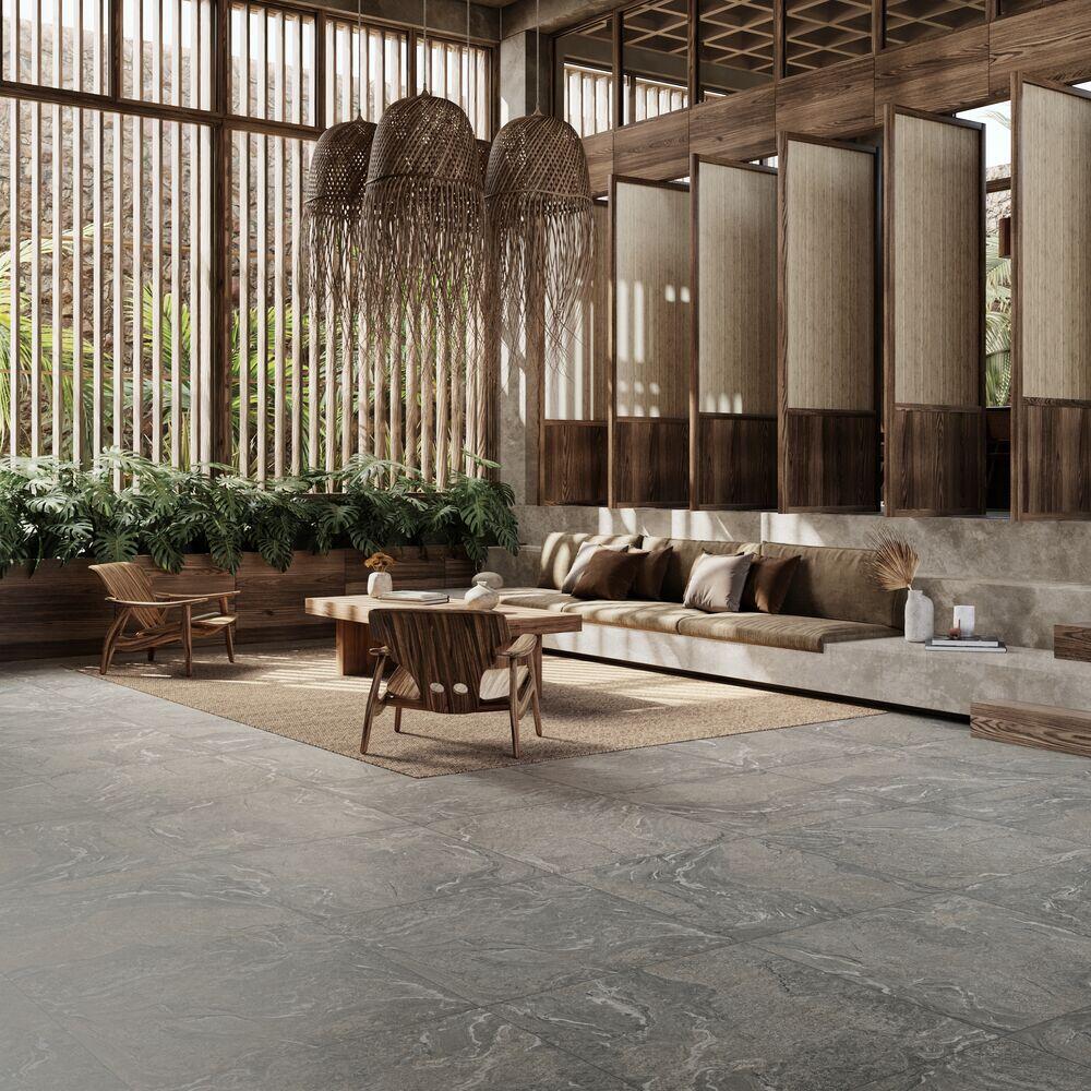 Porcelanato Marea Io Retificado Acetinado Cinza 160x160 Roca
