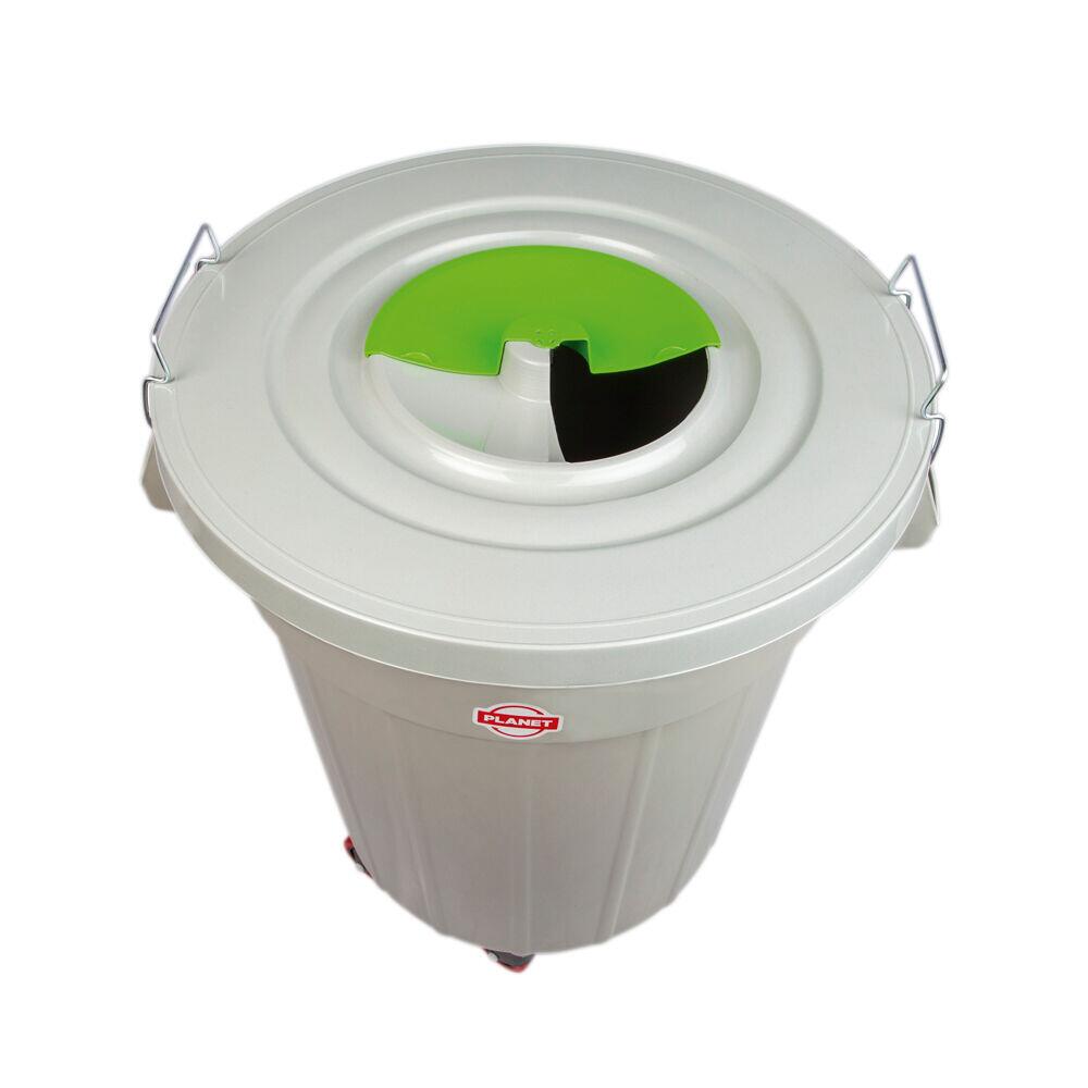 Lixeira com Tampa e Rodas Locked Verde 120l Cinza Casa&ideia