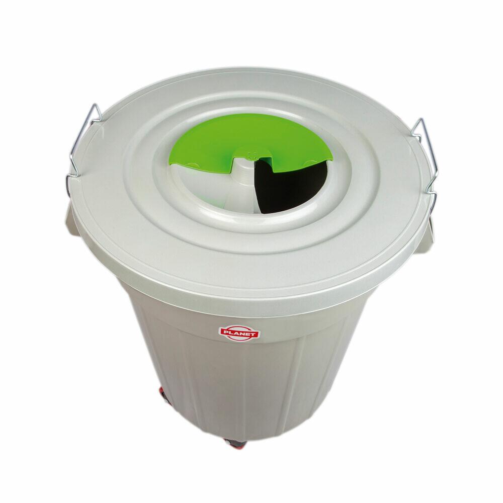 Lixeira com Tampa e Rodas Locked Verde 120l Cinza Casa&ideia