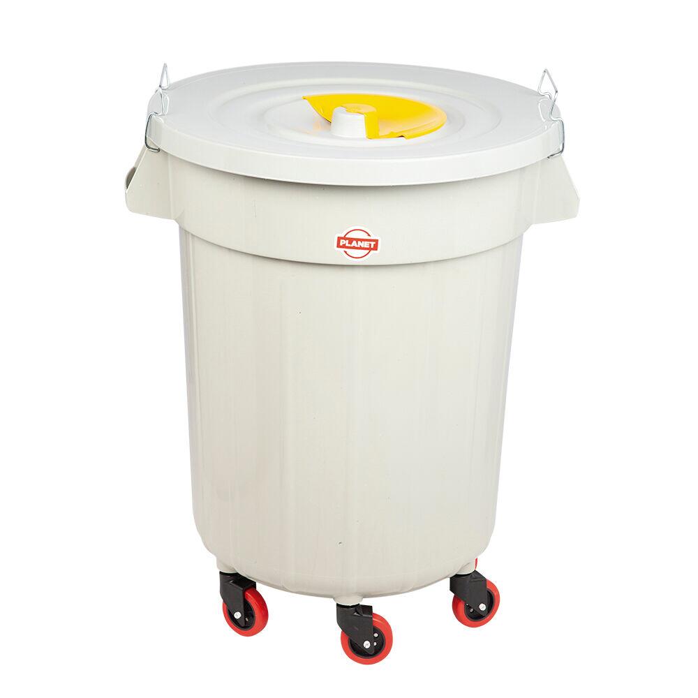 Lixeira com Tampa e Rodas Locked Amarelo 120l Cinza Casa&ideia
