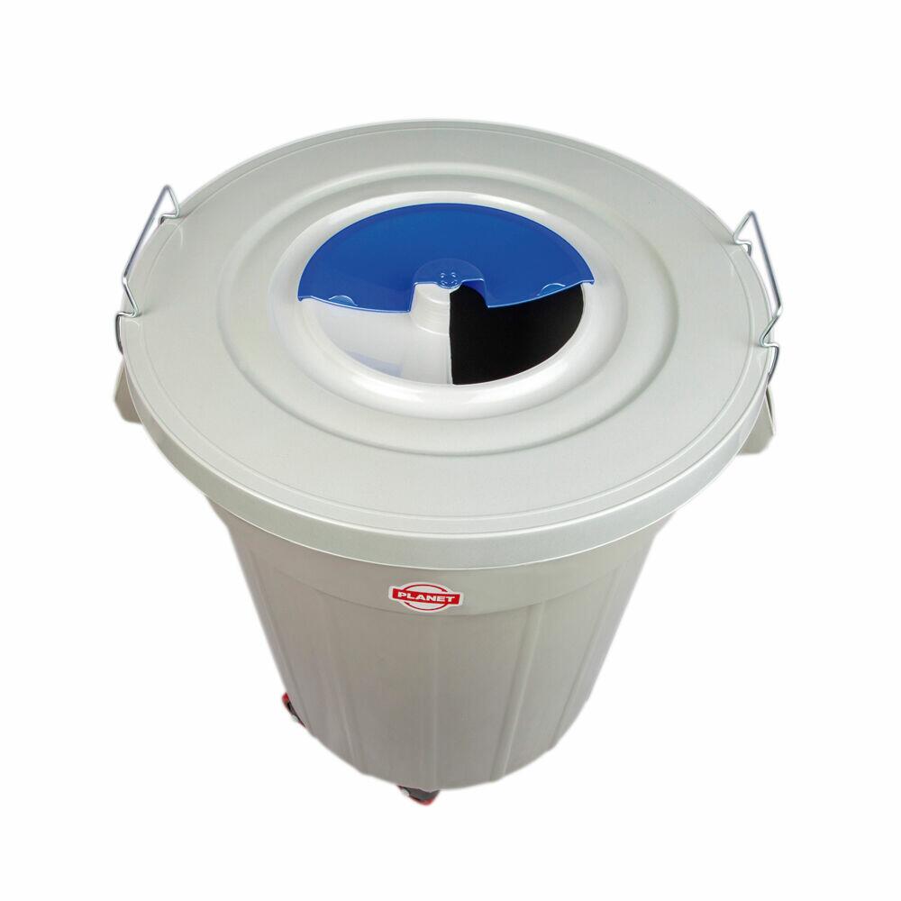 Lixeira com Tampa e Rodas Locked Azul 120l Cinza Casa&ideia