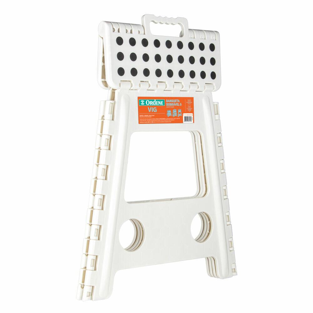 Banqueta Dobrável Plástico Vig G Branco 29x22x39cm