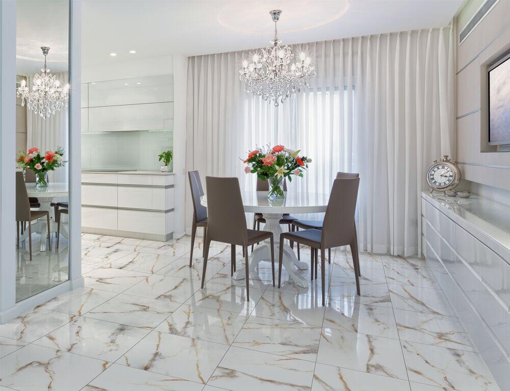 Porcelanato Carrara Luxor Retificado Brilhante 61x61 Carrara Realce