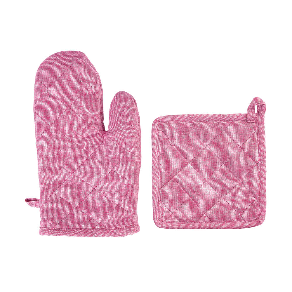 Kit Pega Panela e Luva 2 Peças Rosa Casa&Ideia