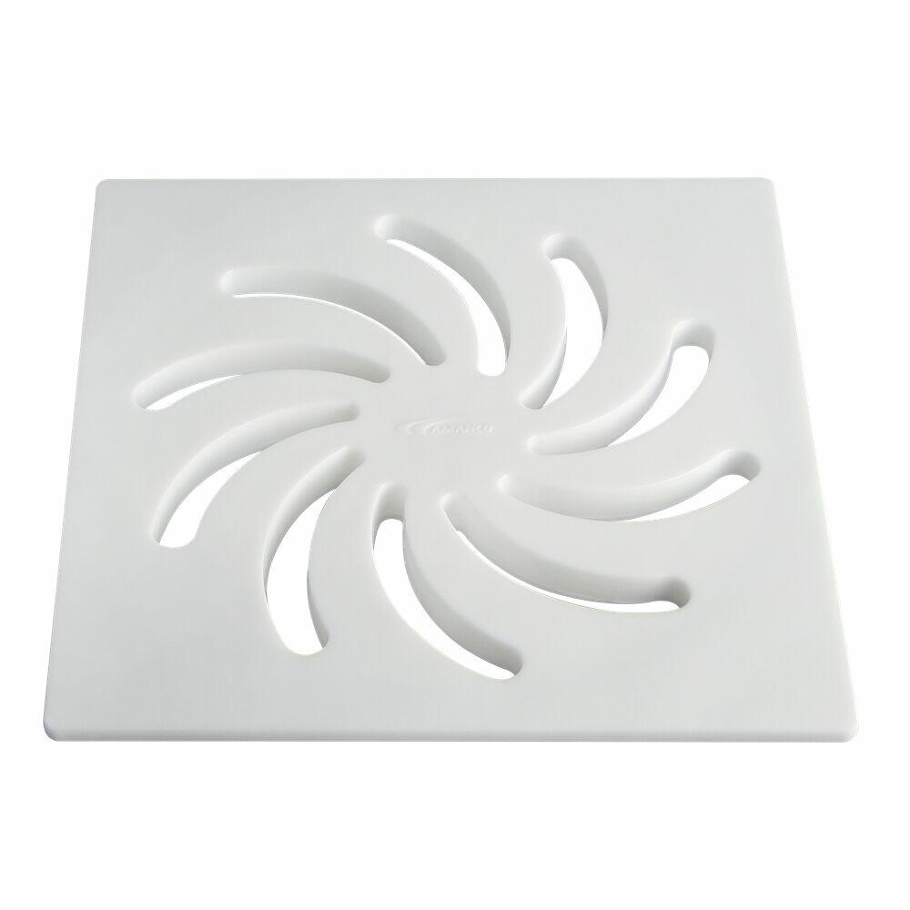 Grelha para Caixa Sifonada 100mm Vortice Pe Branco Quadrado Amanco