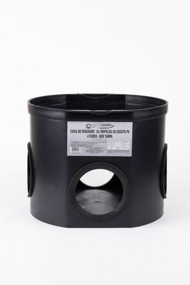 Caixa de Inspeção 30x25cm 4f Sem Tampa Preto Brec