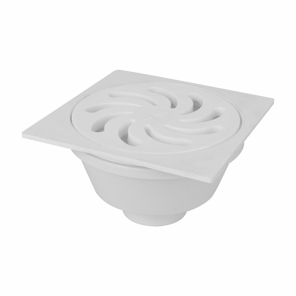 Ralo Sifonado 100x45x40mm Quadrado Gr Redondo Branco Amanco