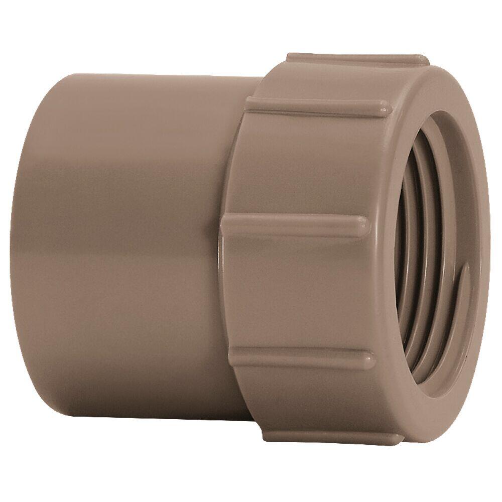 Luva 40mmx11/4 Pvc Sold Roscável Marrom Amanco