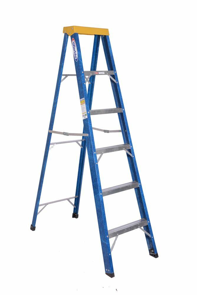 Escada 1,80m 6 Degraus Tesoura Azul Wbertolo