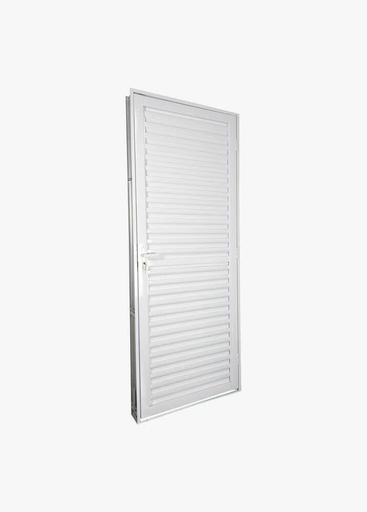 Porta de Abrir Alumínio Veneziana 2,15M X 0,84M Standart Branca Direita CRV