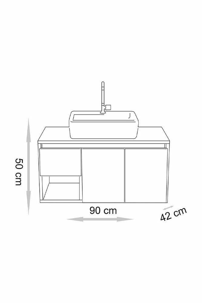 Gabinete para Banheiro Suspenso MDF/MDP Apollo 90cm C-Linea