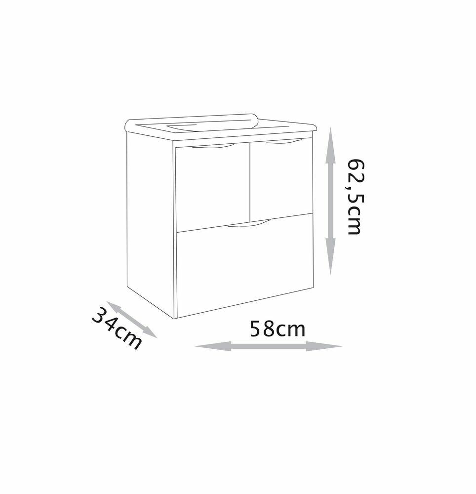 Gabinete para Banheiro MDF/MDP com Lavatório Luiza Chumbo 60cm C-Lina