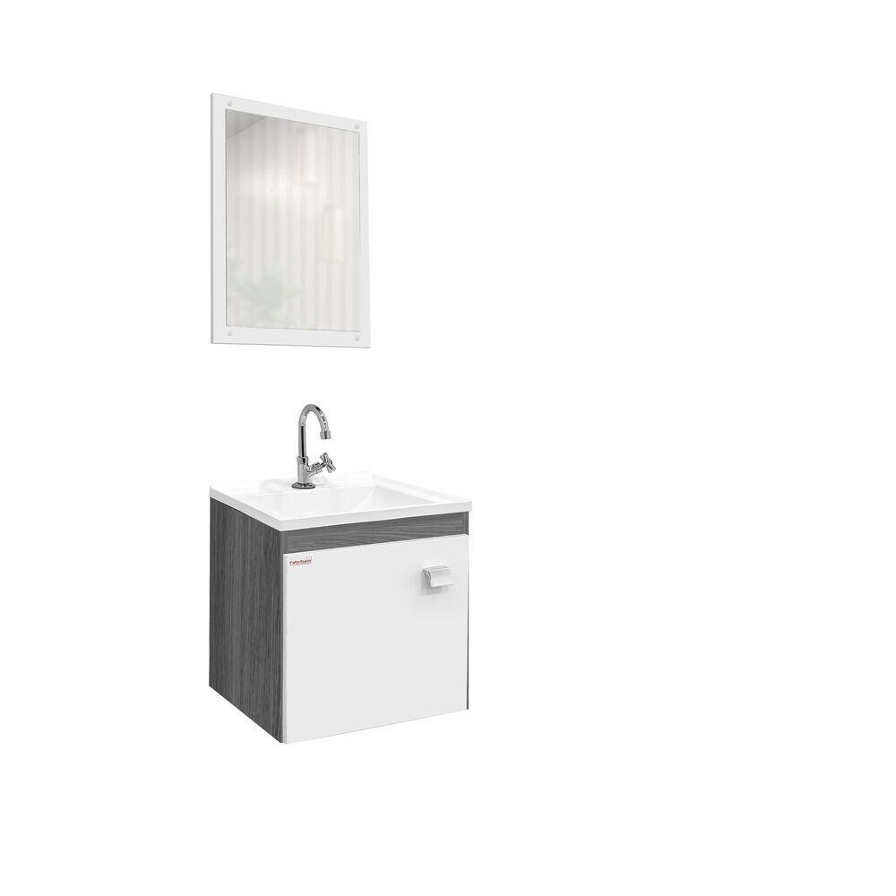 Kit Gabinete para Banheiro MDF/MDP Uno Etna/Branco 40cm C-Linea