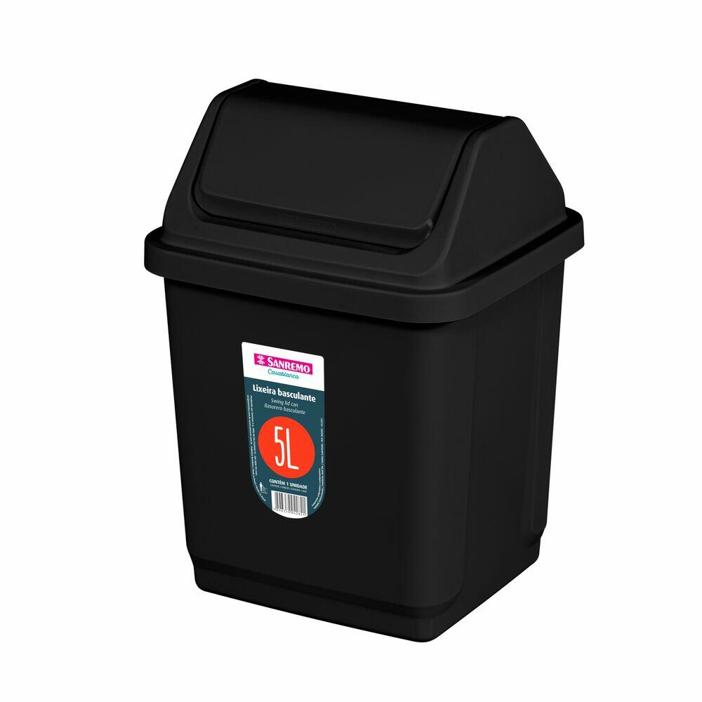 Lixeira Basculante 5l Black Sanremo