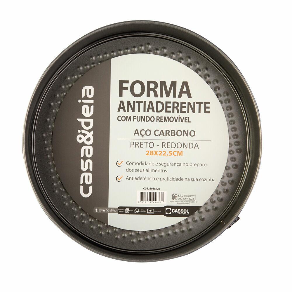 Forma Redonda Com Fundo Antiaderente Removivel Preto 28cm Casa&ideia