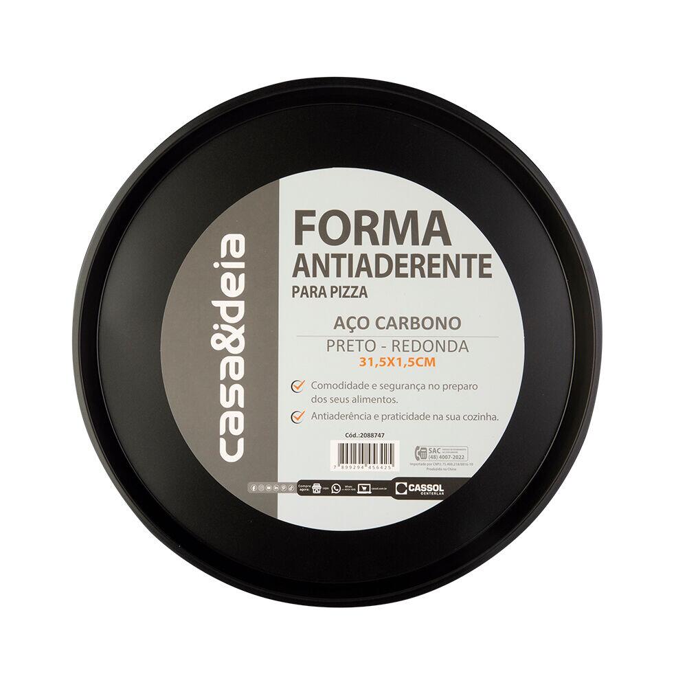 Forma Redonda Antiaderente Pizza Preto 31,5x1,5cm Casa&ideia