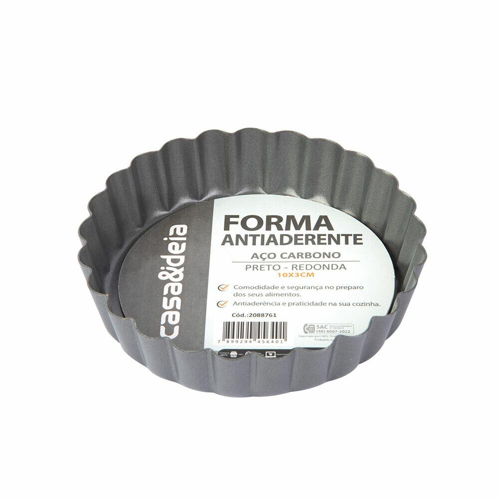 Forma Antiaderente 10x3cm Preto Redonda Casa&ideia