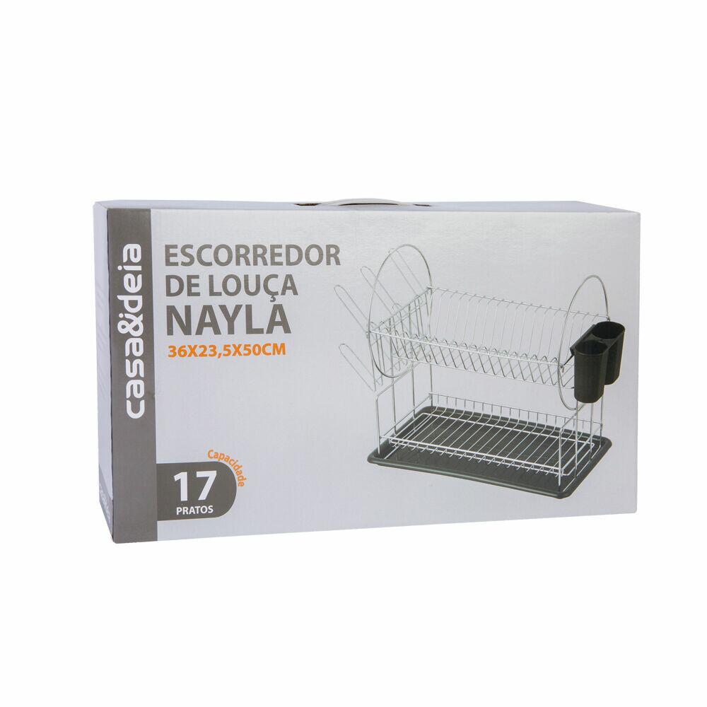 Escorredor de Louça 17 Pratos Nayla Cromado Casa&ideia