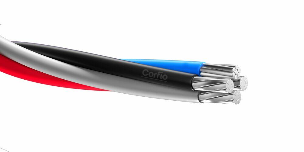 Cabo Multiplexado 16mm Quadruplex 1kv 90 Preto Azul Corfio