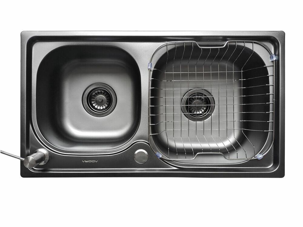 Cuba para Cozinha de Sobrepor/Embutir Inox Retangular Dupla Com Acessórios 68x39cm Addra