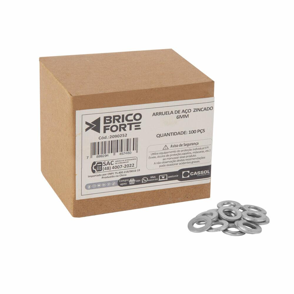 Arruela de Aço Zincado 6mm 100pcs Brico Forte