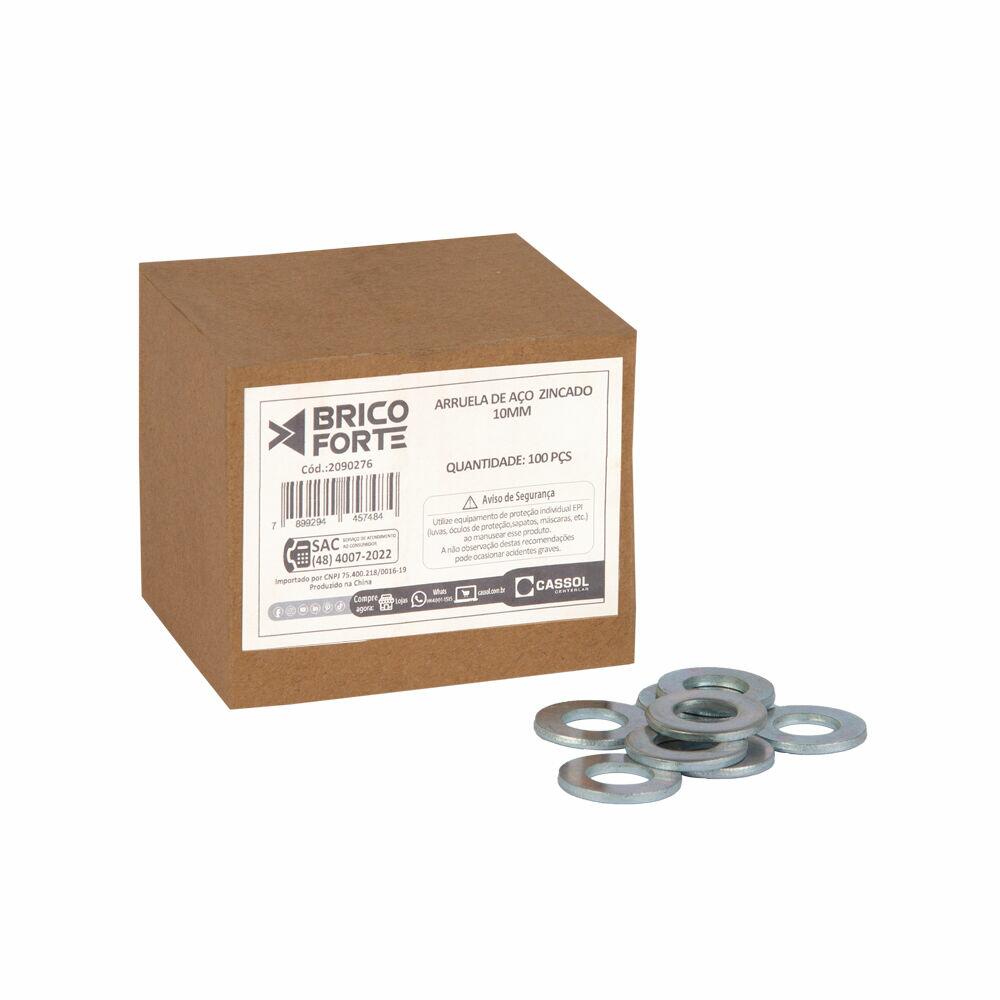 Arruela de Aço Zincado 10mm 100pcs Brico Forte