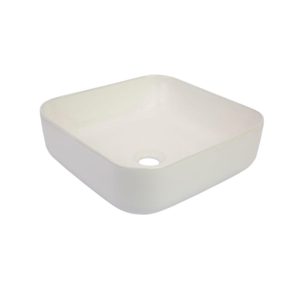 Cuba para Banheiro de Apoio Louça Quadrada Branca 39x14cm Viena Addra